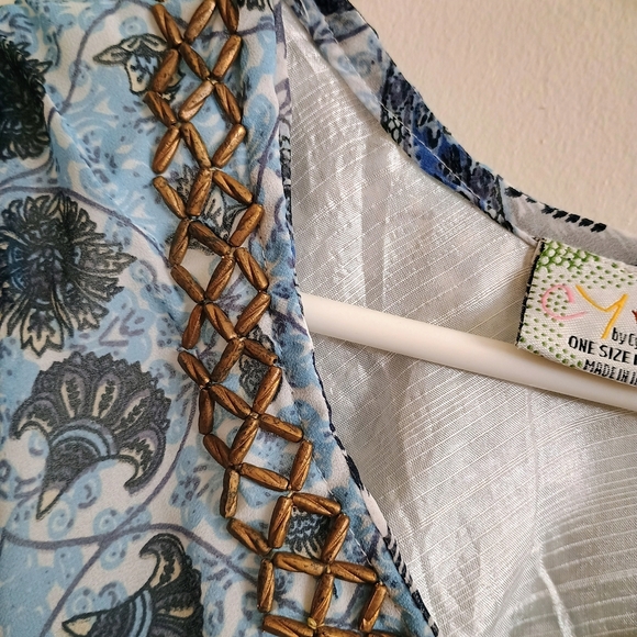 Blue Patterned Sleeveless Dress - Picture 3 of 6